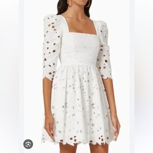 Cara Cara White Puff Sleeve A-Line Dress